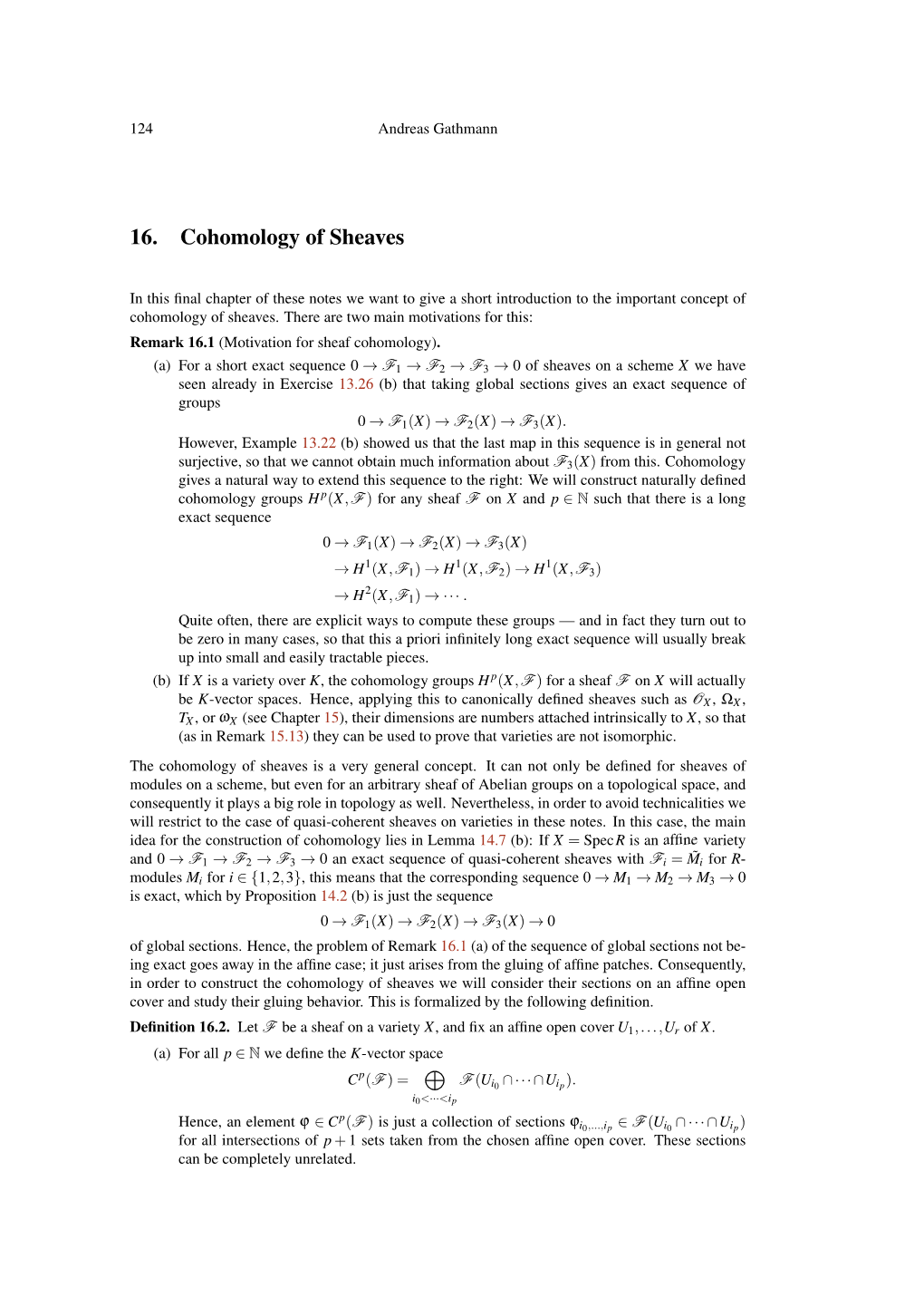 16. Cohomology of Sheaves