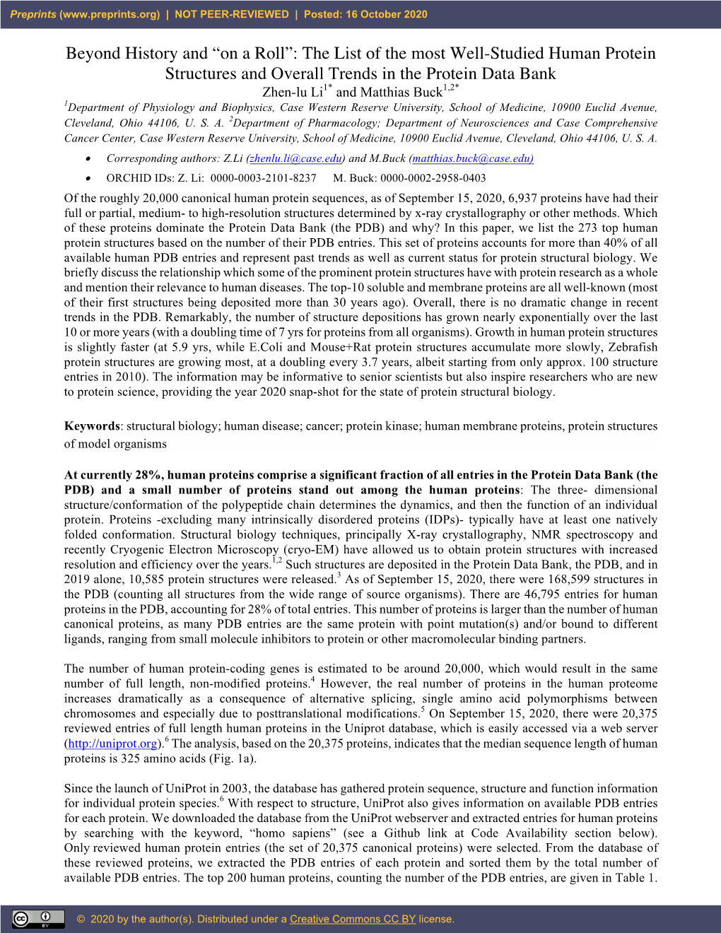 The List of the Most Well-Studied Human Protein Structures And