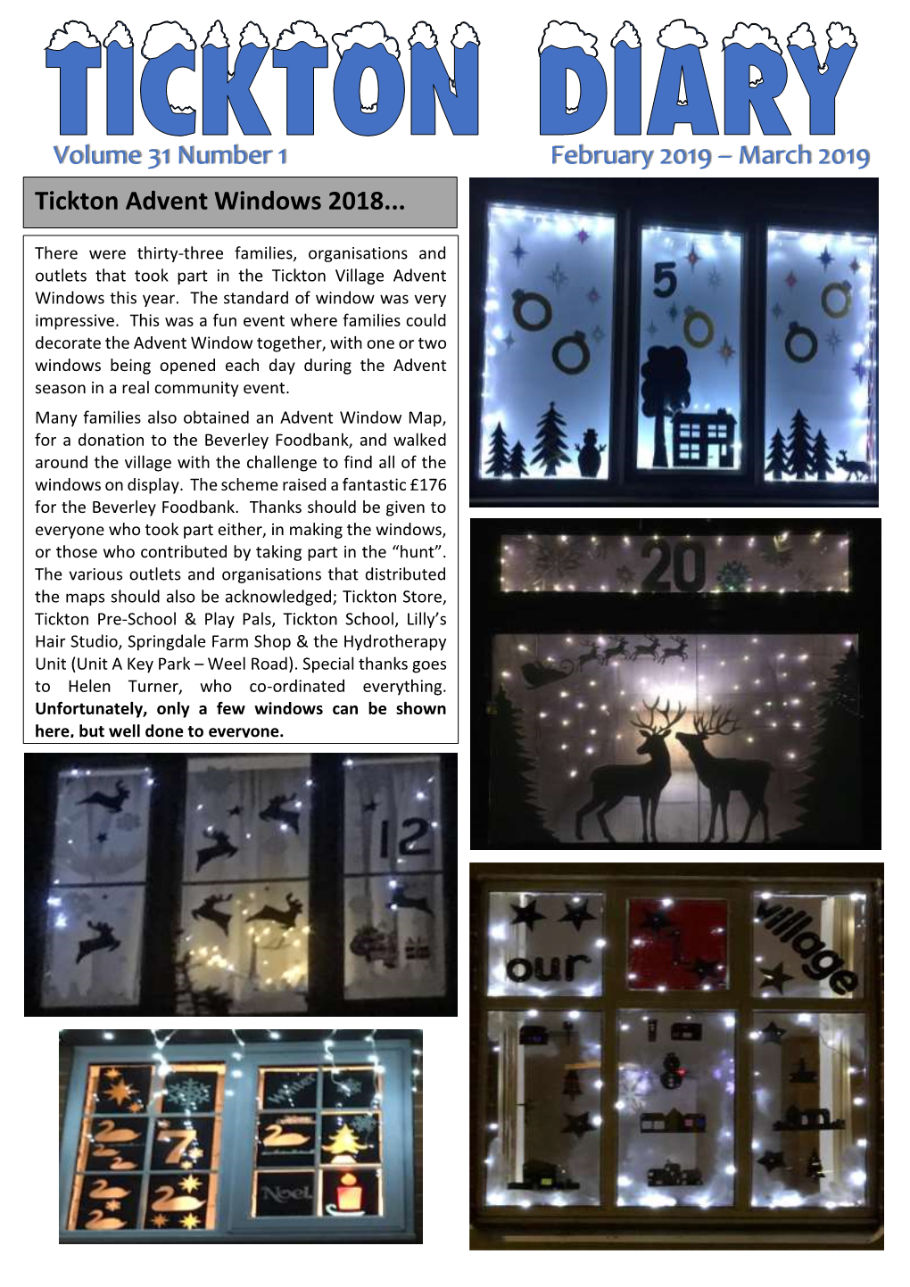 March 2019 Tickton Advent Windows 2018