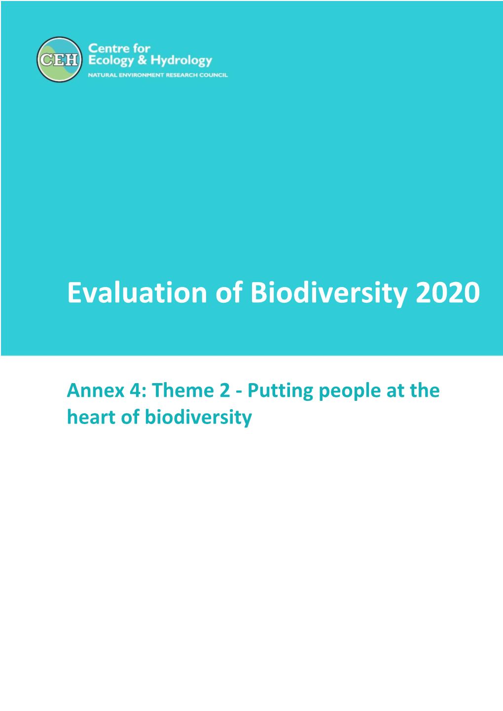 Annex 4: Theme 2 - Putting People at the Heart of Biodiversity