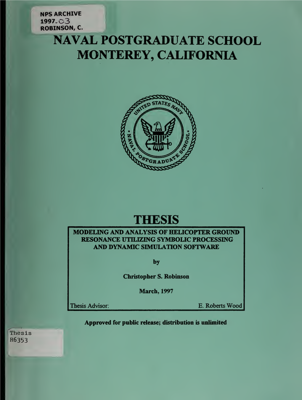 Modeling and Analysis of Helicopter Ground Resonance Utilizing Symbolic Processing and Dynamic Simulation Software