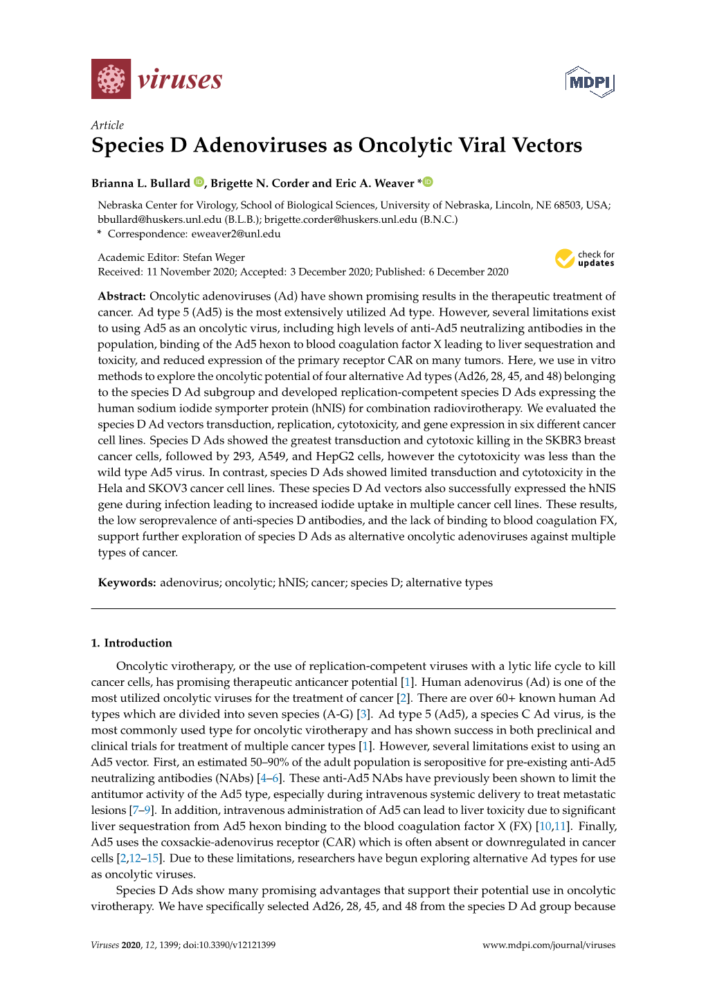 Species D Adenoviruses As Oncolytic Viral Vectors