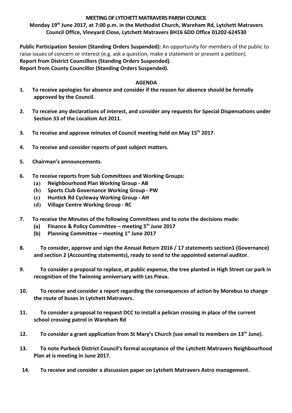 Meeting of Lytchett Matravers Parish Council