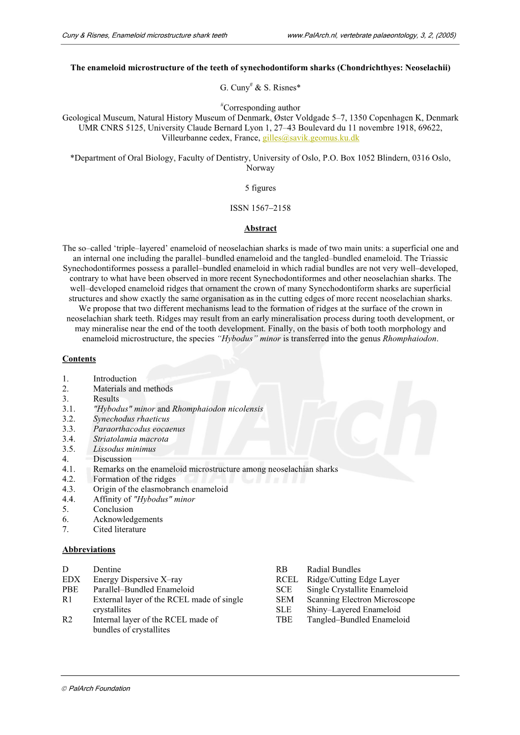 Cuny & Risnes, Enameloid Microstructure Shark Teeth Www