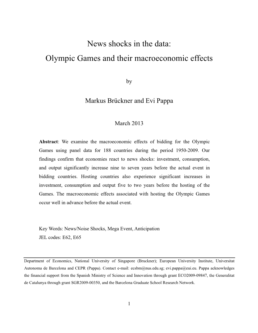 News Shocks in the Data: Olympic Games and Their Macroeconomic Effects