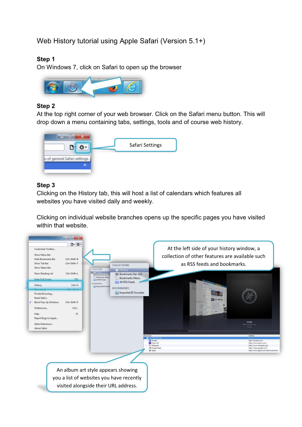 Web History Tutorial Using Apple Safari (Version 5.1+)