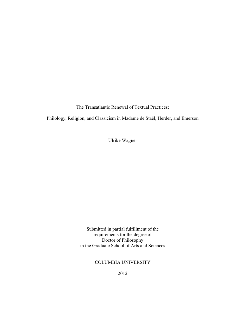 U Wagner Dissertation