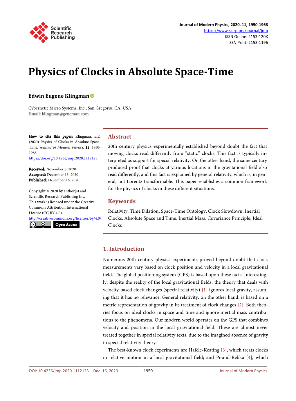 Physics of Clocks in Absolute Space-Time