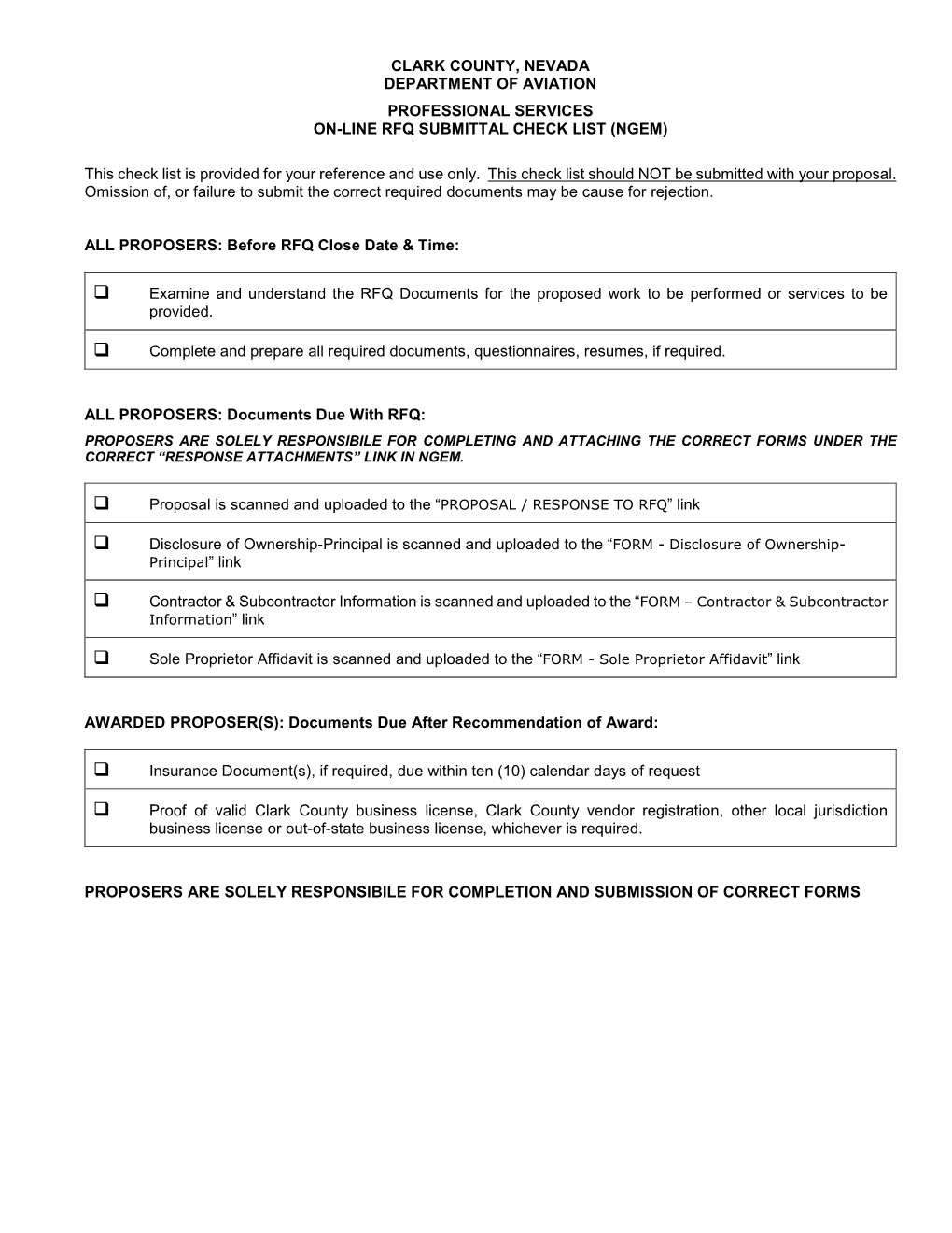 Professional Services On-Line Rfq Submittal Check List (Ngem)