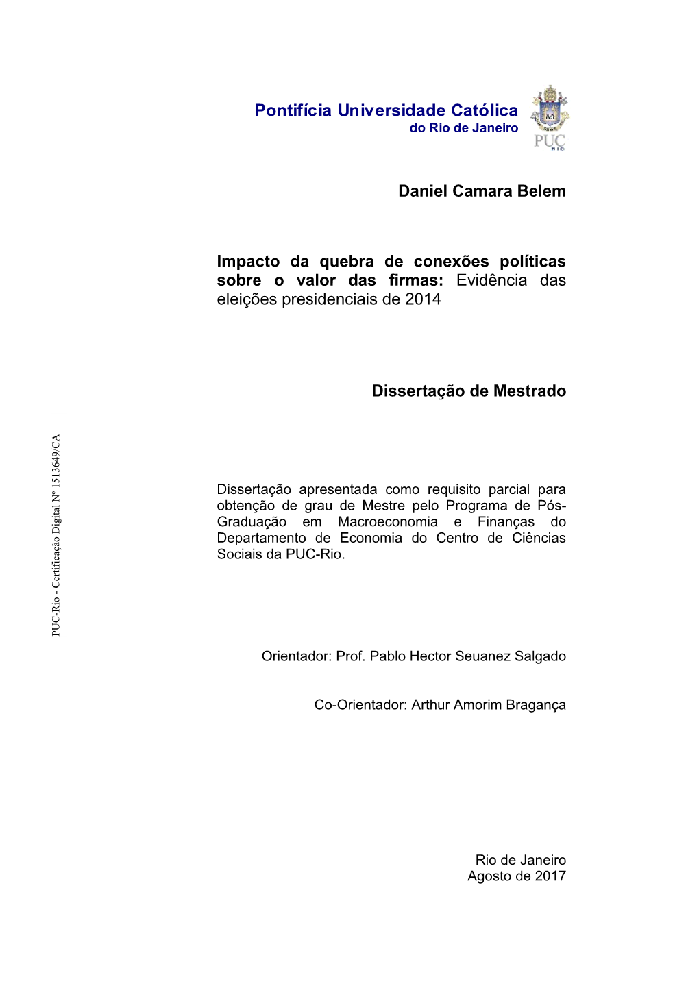 Daniel Camara Belem Impacto Da Quebra De Conexões Políticas Sobre