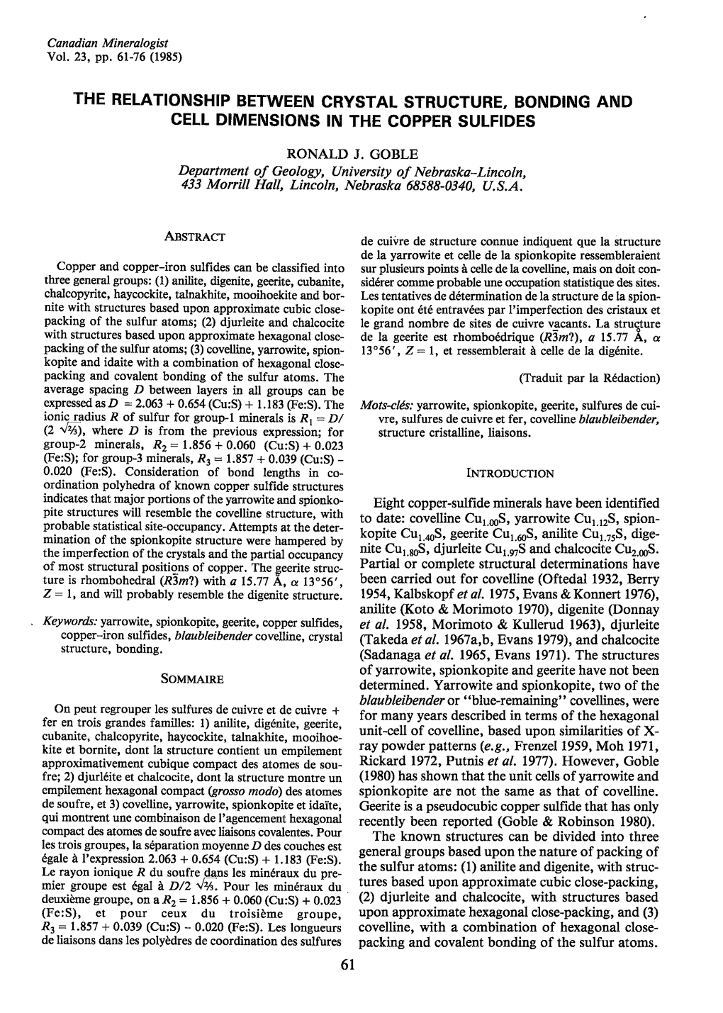 The Relationship Between Crystal Structure