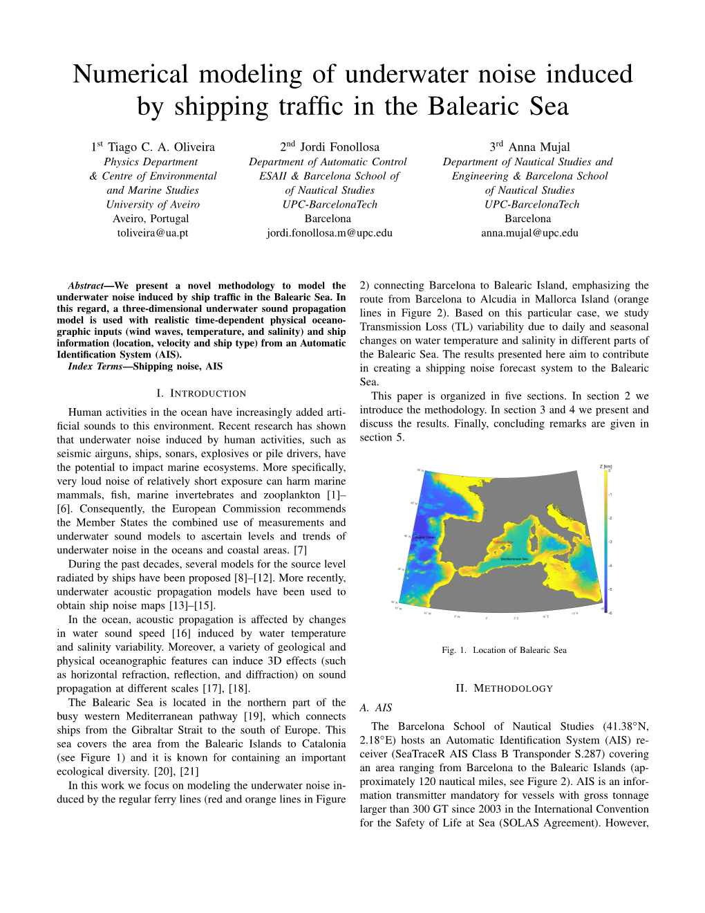 Numerical Modeling of Underwater Noise Induced by Shipping Traffic in the Balearic