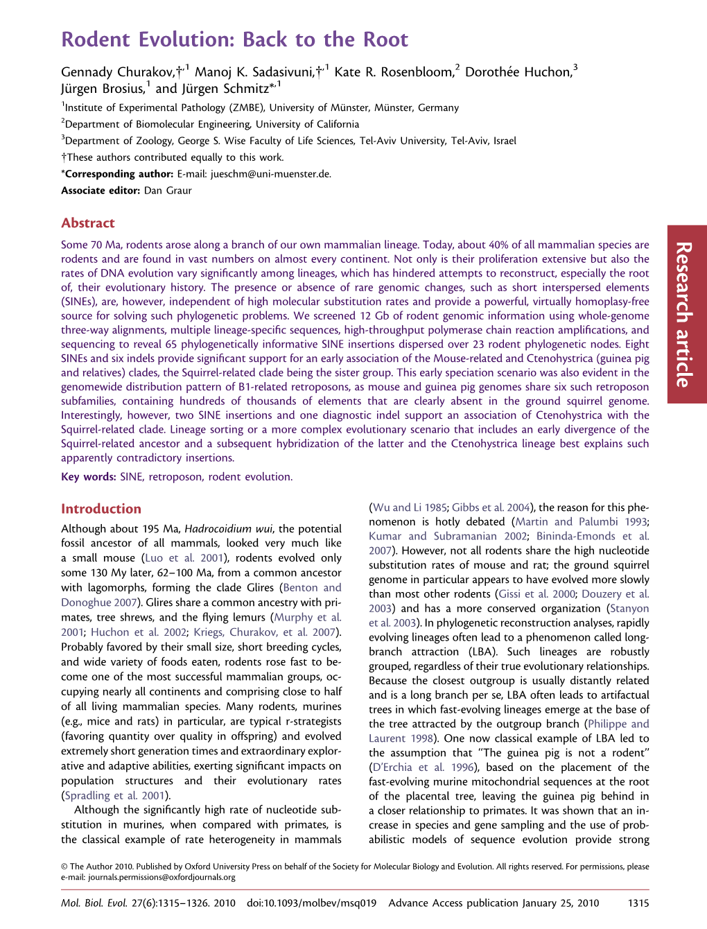 Rodent Evolution: Back to the Root Research Article