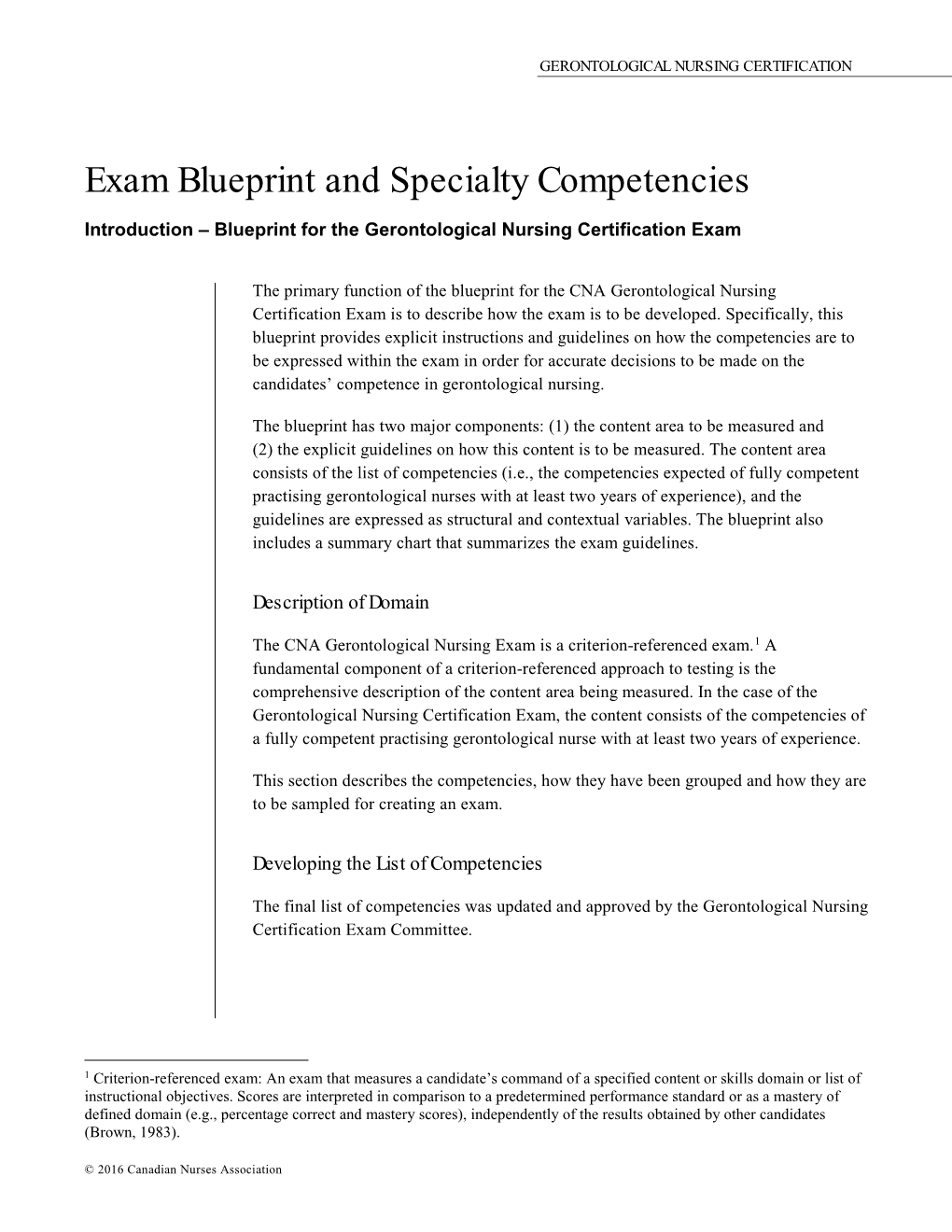 Blueprint for the Gerontological Nursing Certification Exam