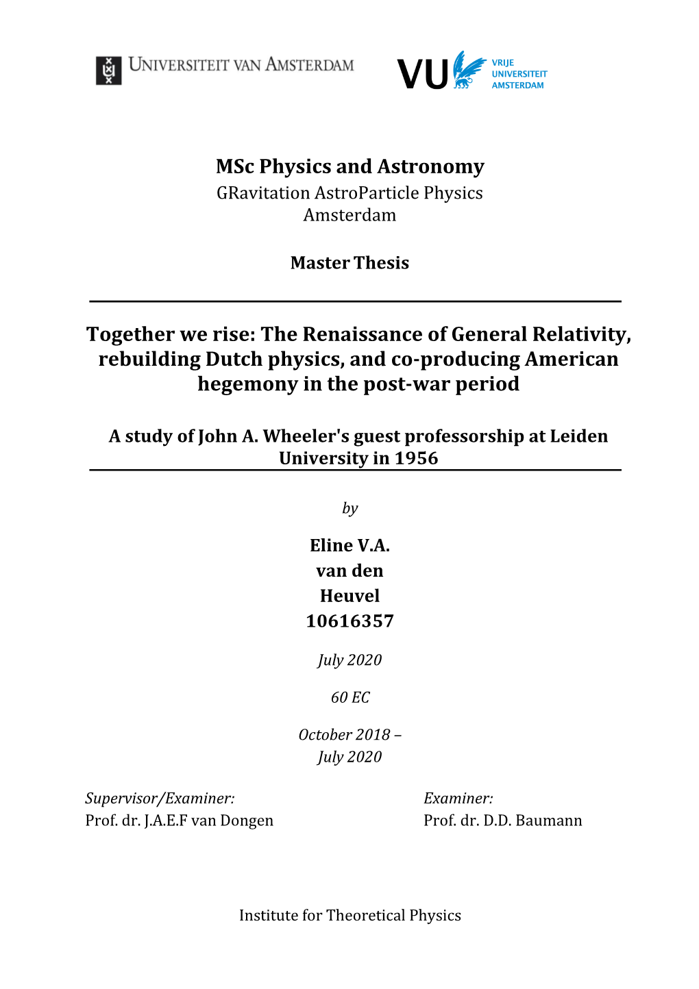 Msc Physics and Astronomy Together We Rise