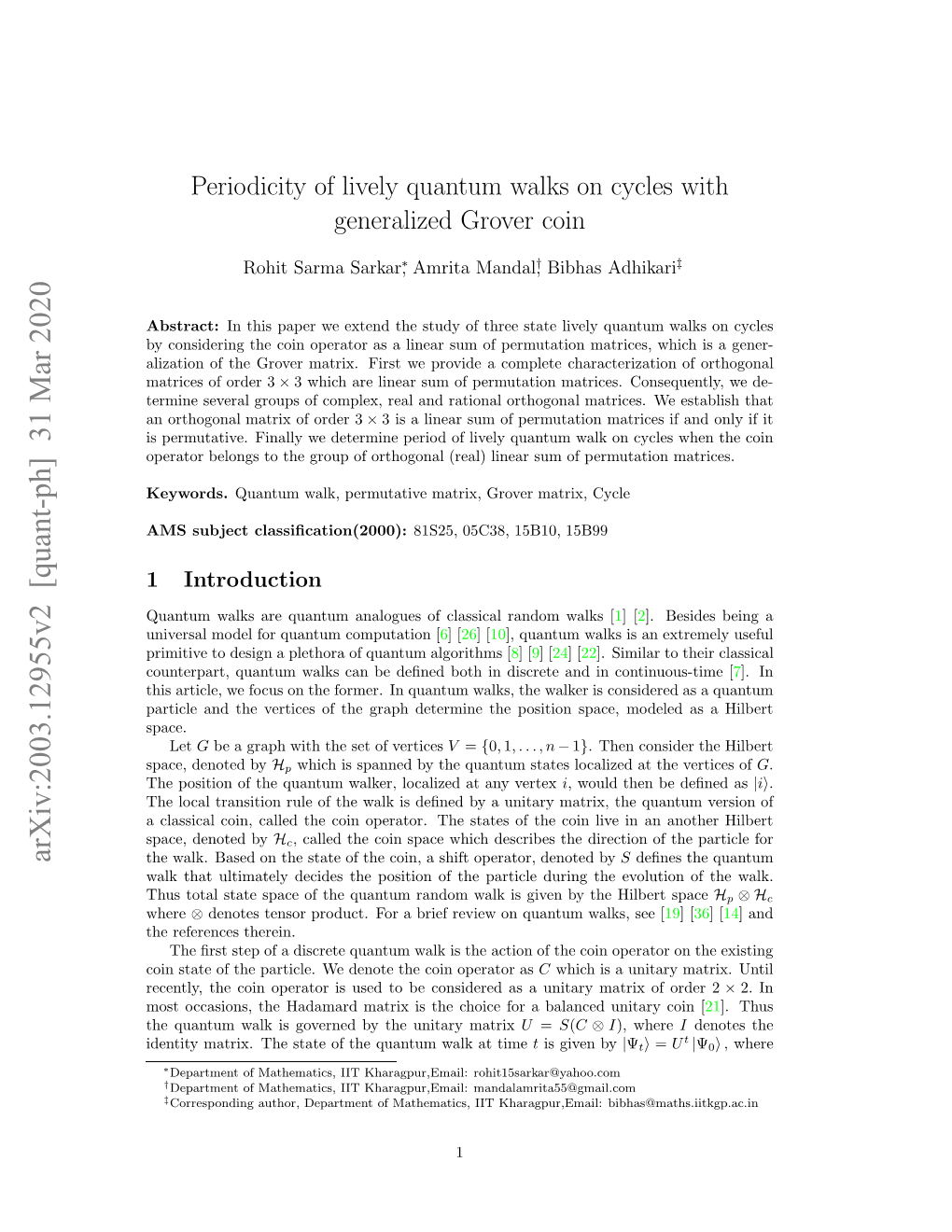 Periodicity of Lively Quantum Walks on Cycles with Generalized Grover Coin