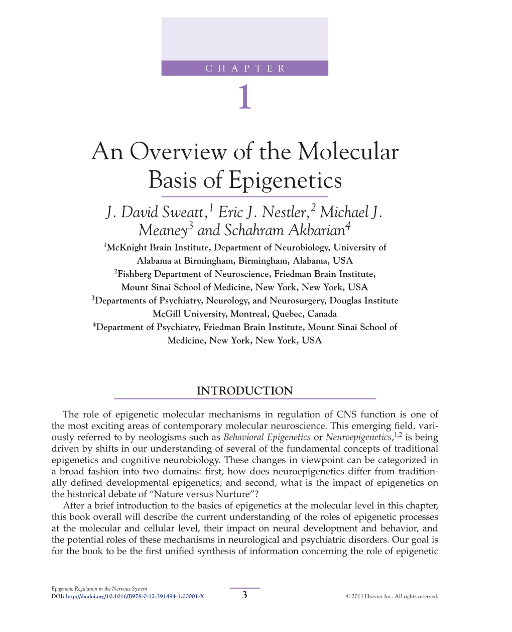 Chapter 1. an Overview of the Molecular Basis of Epigenetics