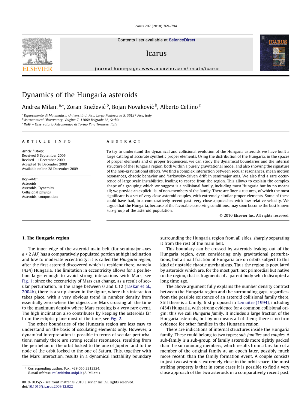 Dynamics of the Hungaria Asteroids