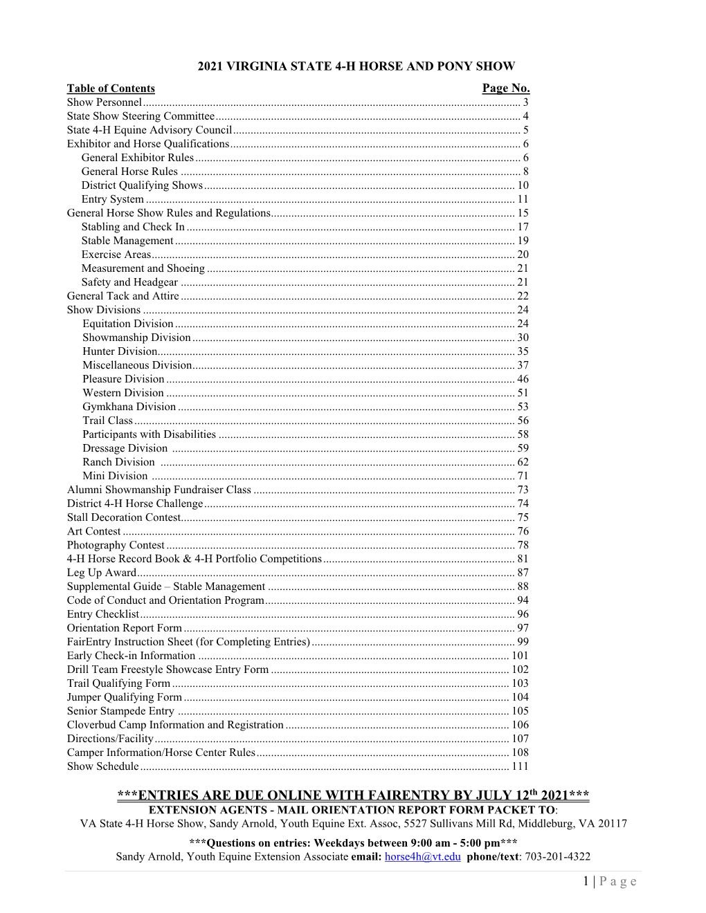 State 4-H Horse Show Rule Book and the Catalog for the State 4-H Horse Show