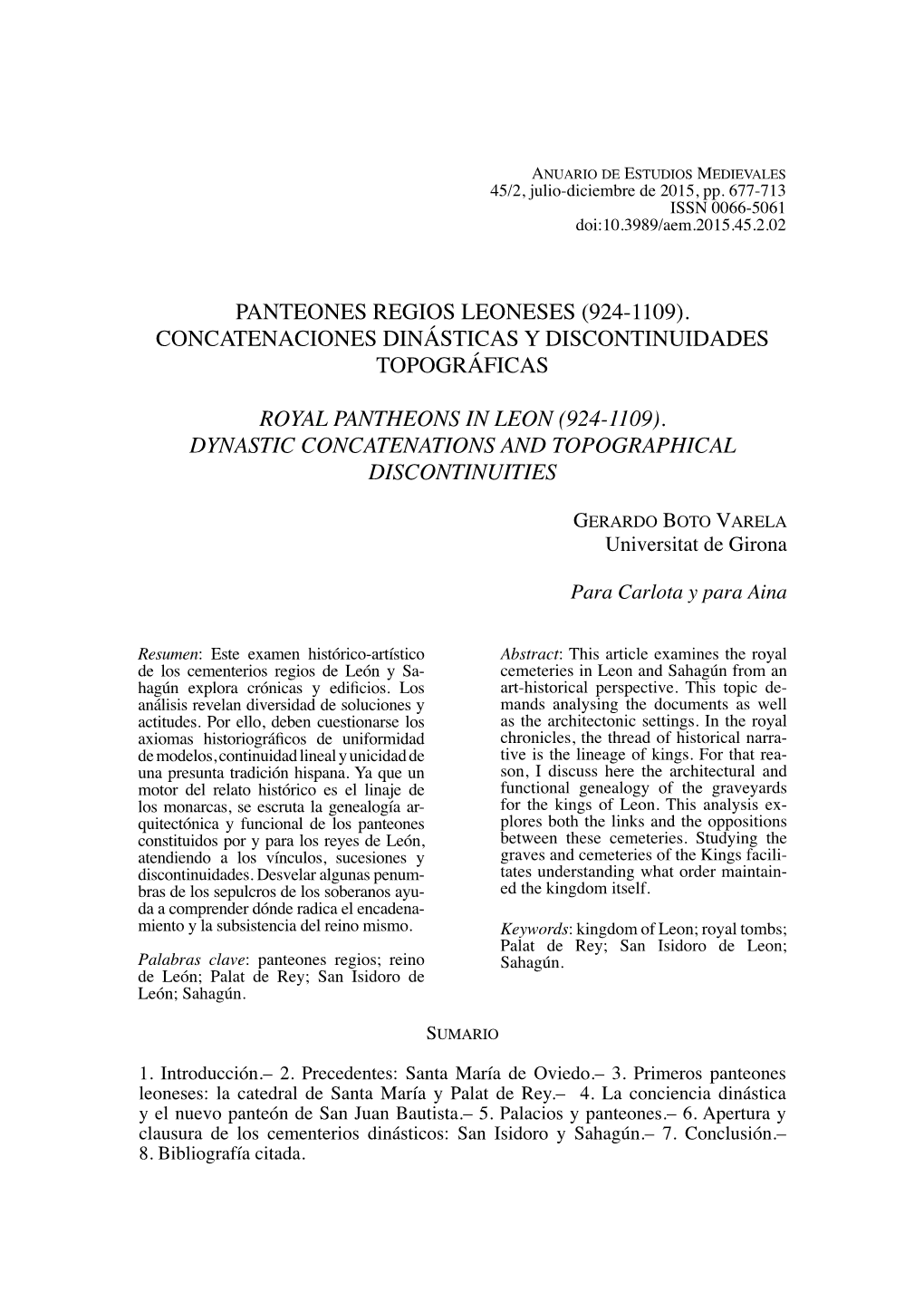 Panteones Regios Leoneses (924-1109). Concatenaciones Dinásticas Y Discontinuidades Topográficas