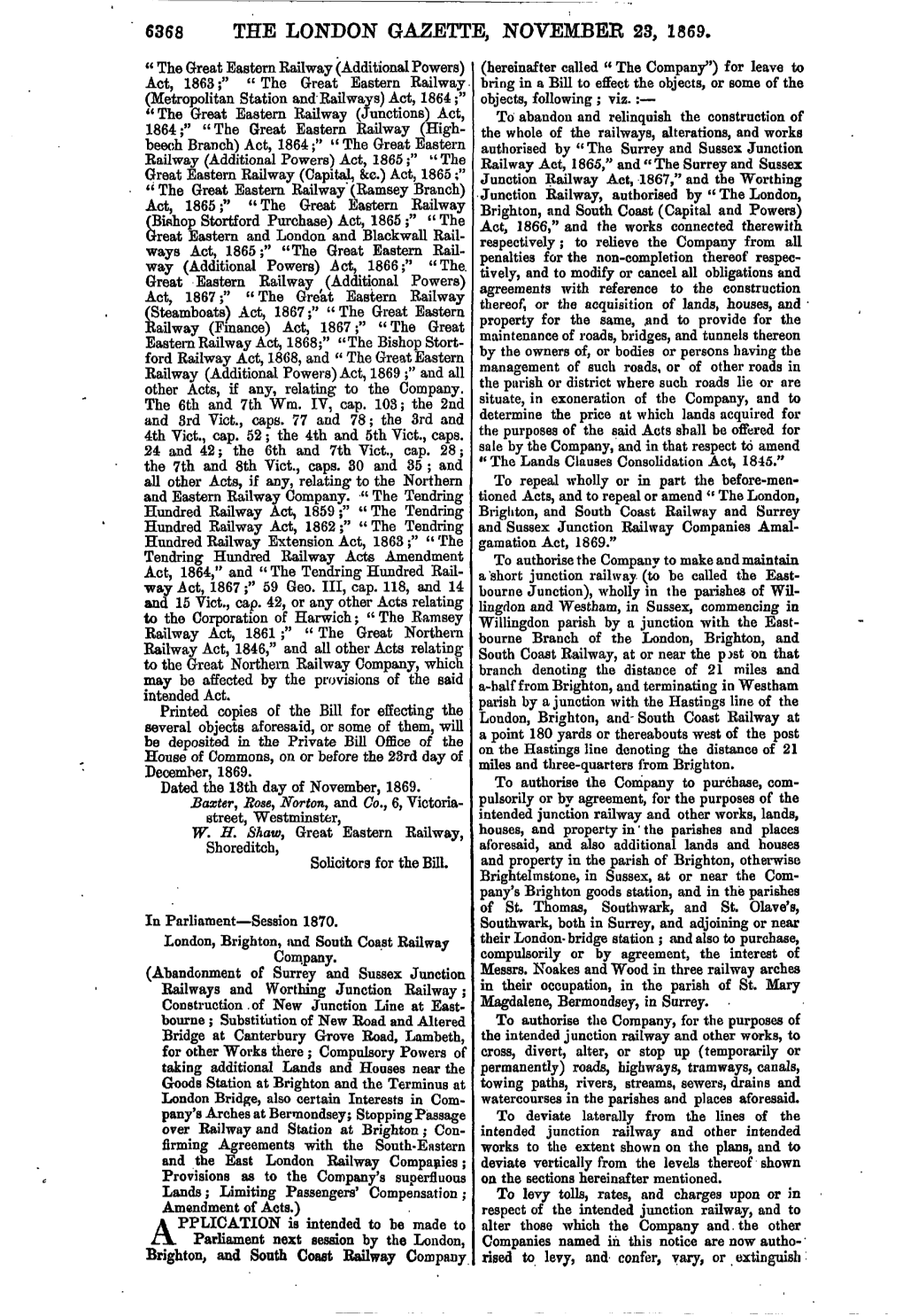 6368 the London Gazette, Novembee 23, 1869