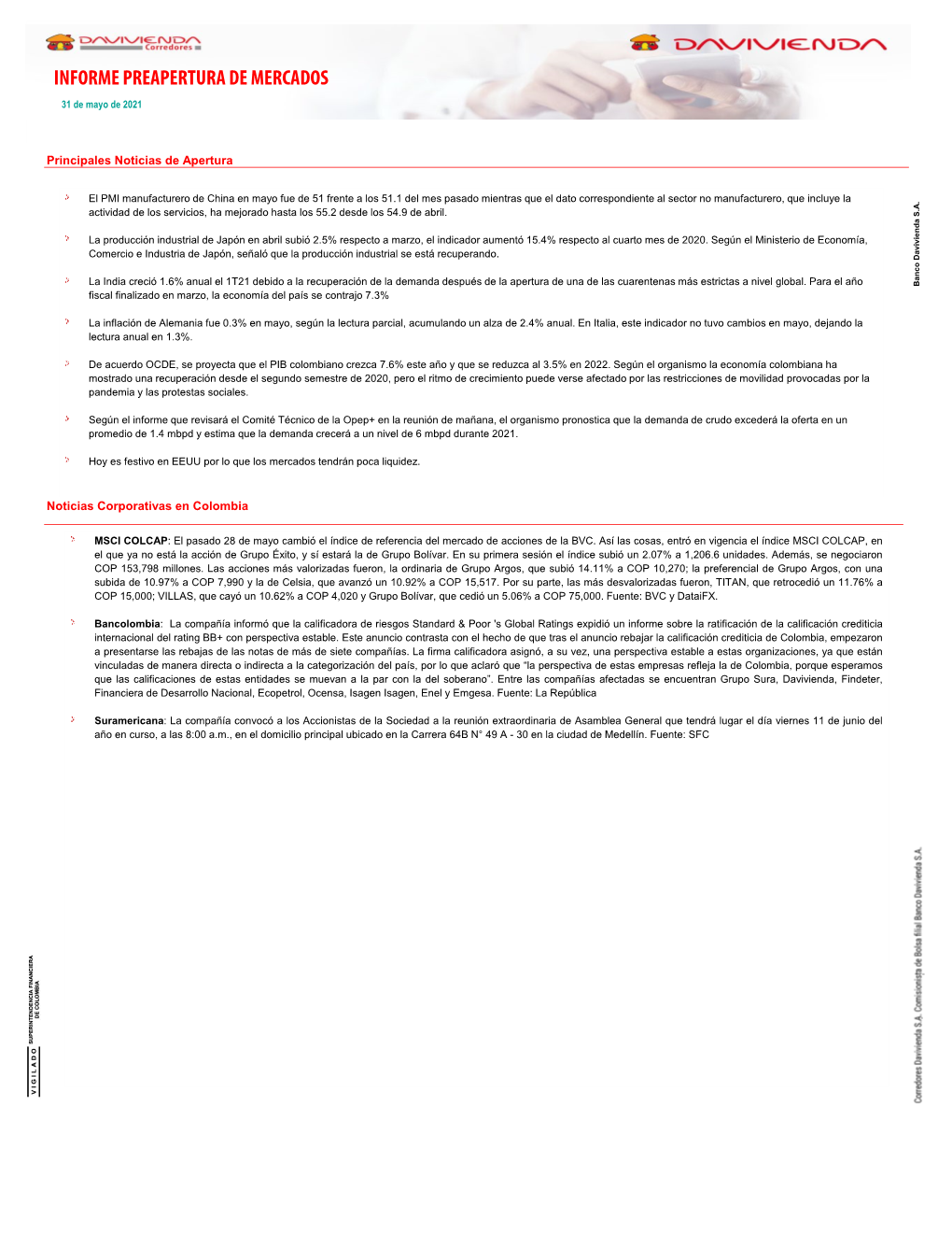 Informe Preapertura De Mercados