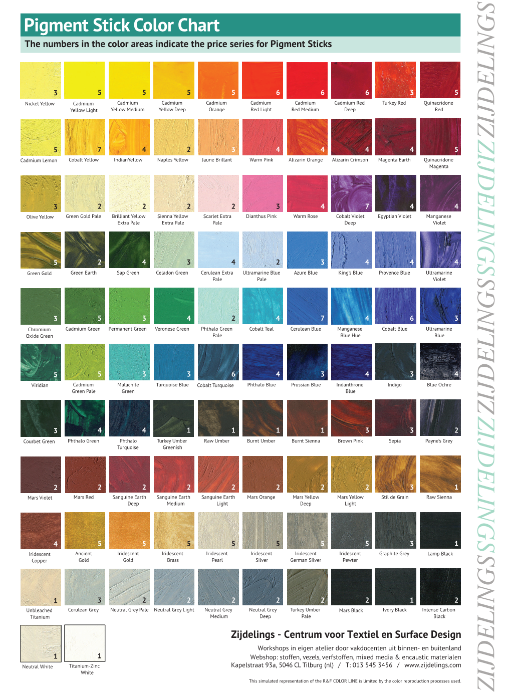 Pigment Stickcolor Chart