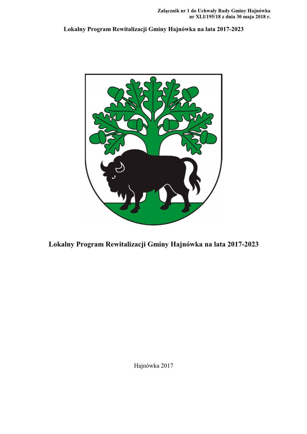 Lokalny Program Rewitalizacji Gminy Hajnówka Na Lata 2017-2023