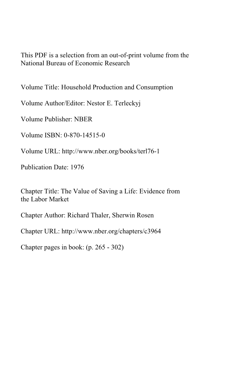 The Value of Saving a Life: Evidence from the Labor Market