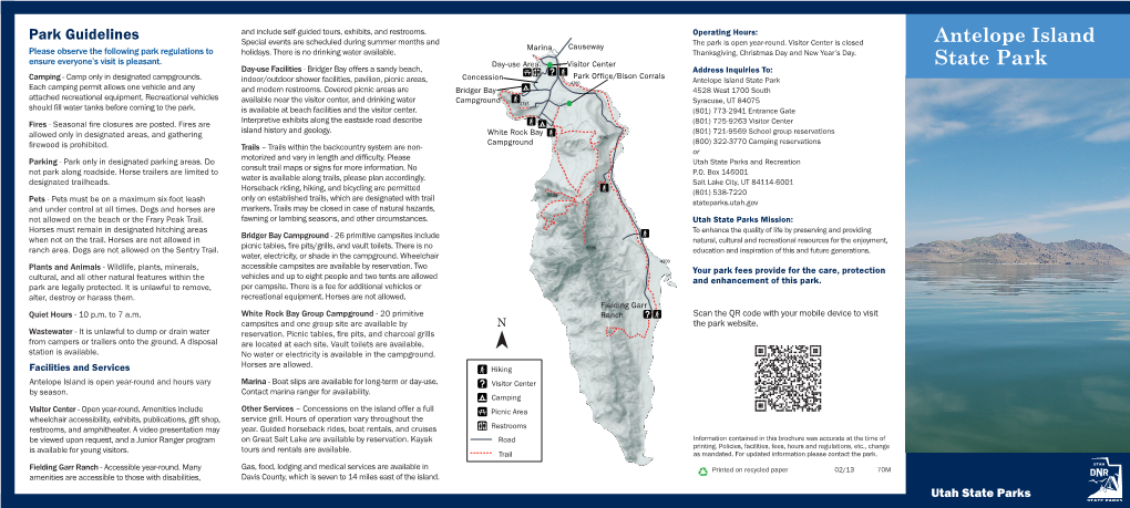 Antelope Island State Park Each Camping Permit Allows One Vehicle and Any and Modern Restrooms