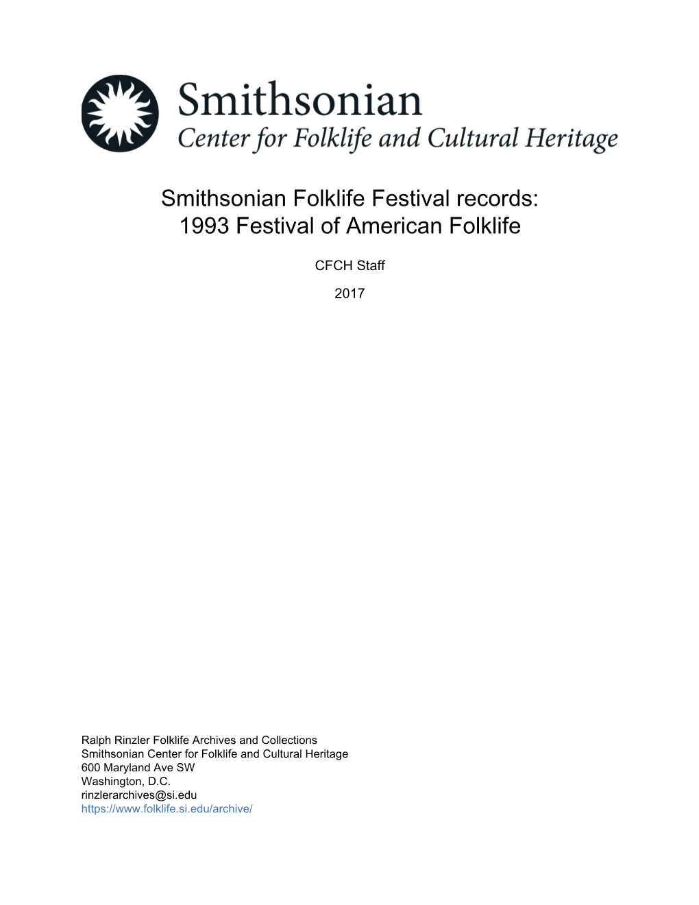 1993 Festival of American Folklife