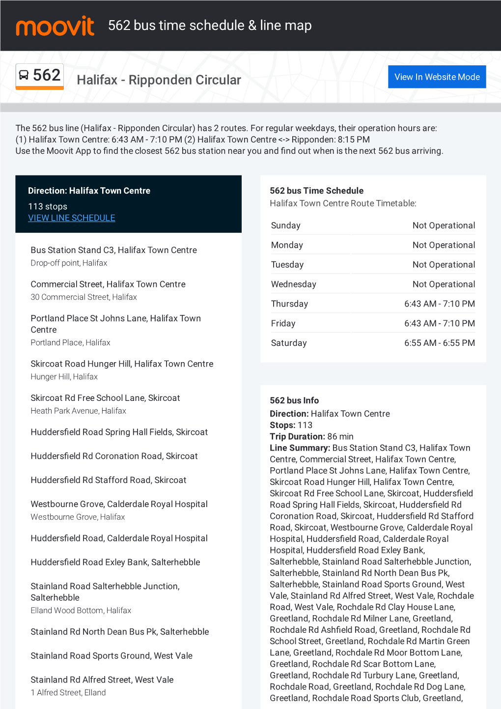 562 Bus Time Schedule & Line Route