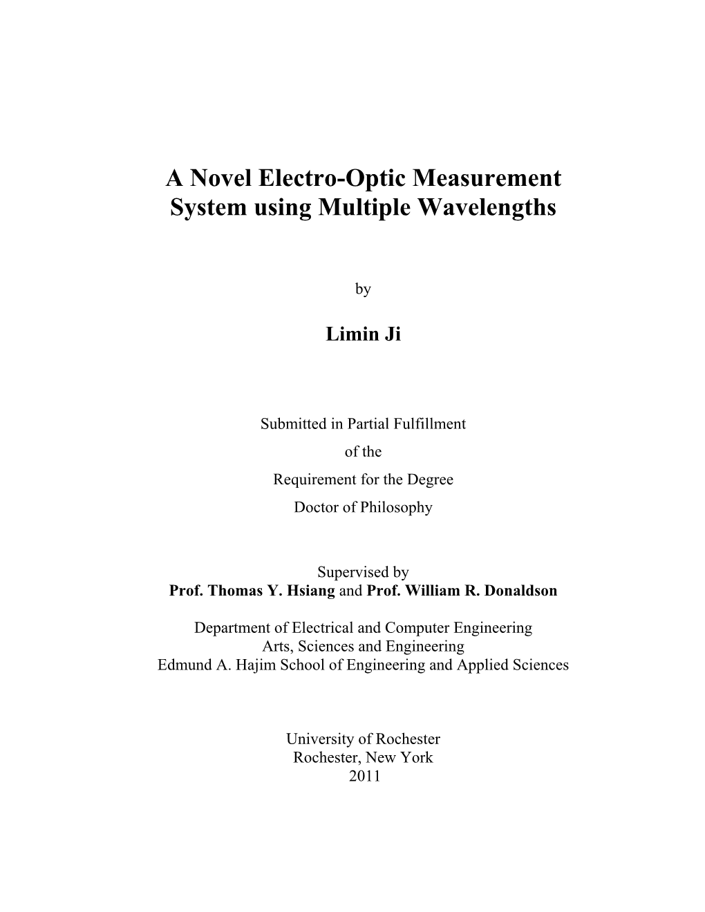 A Novel Electro-Optic Measurement System Using Multiple Wavelengths