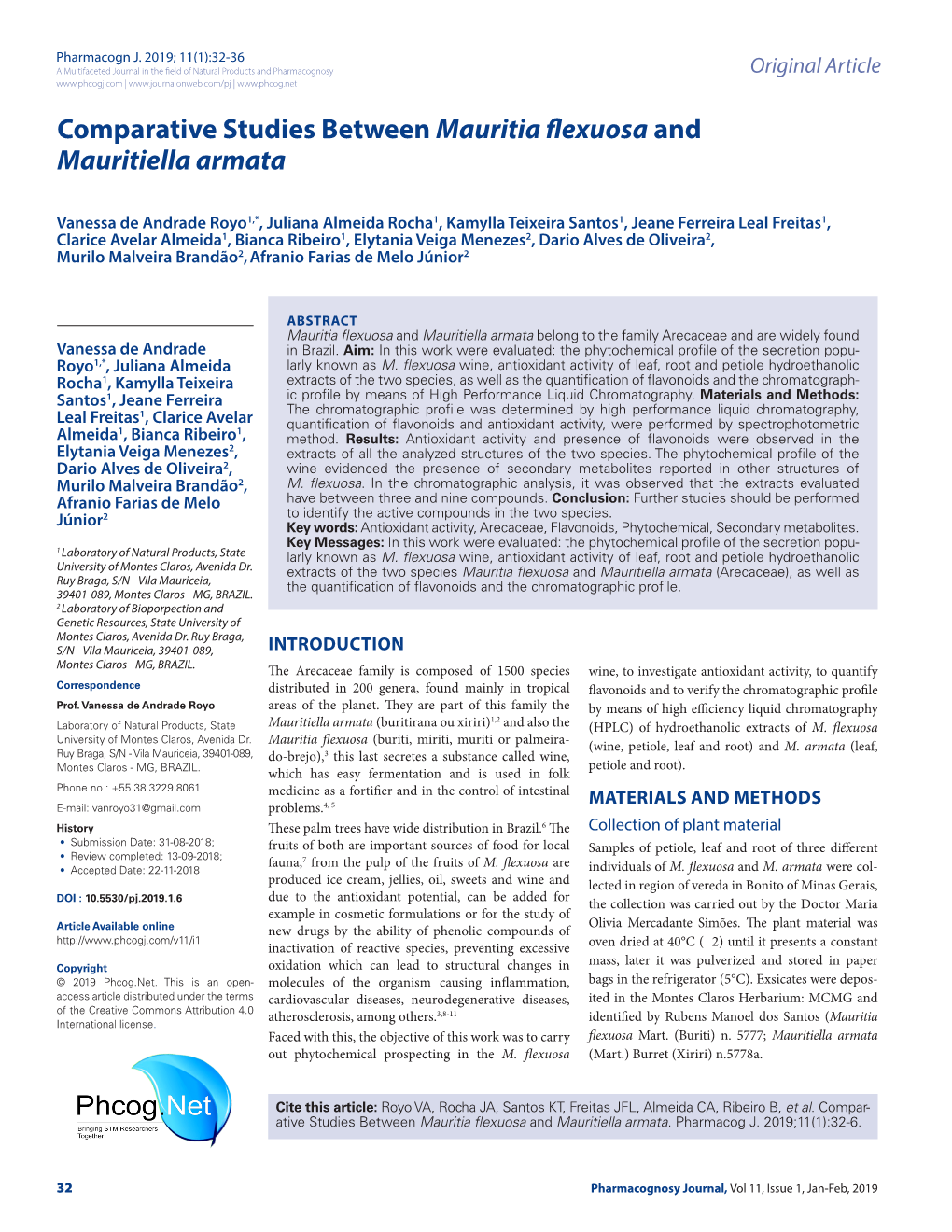Comparative Studies Between Mauritia Flexuosa and Mauritiella Armata