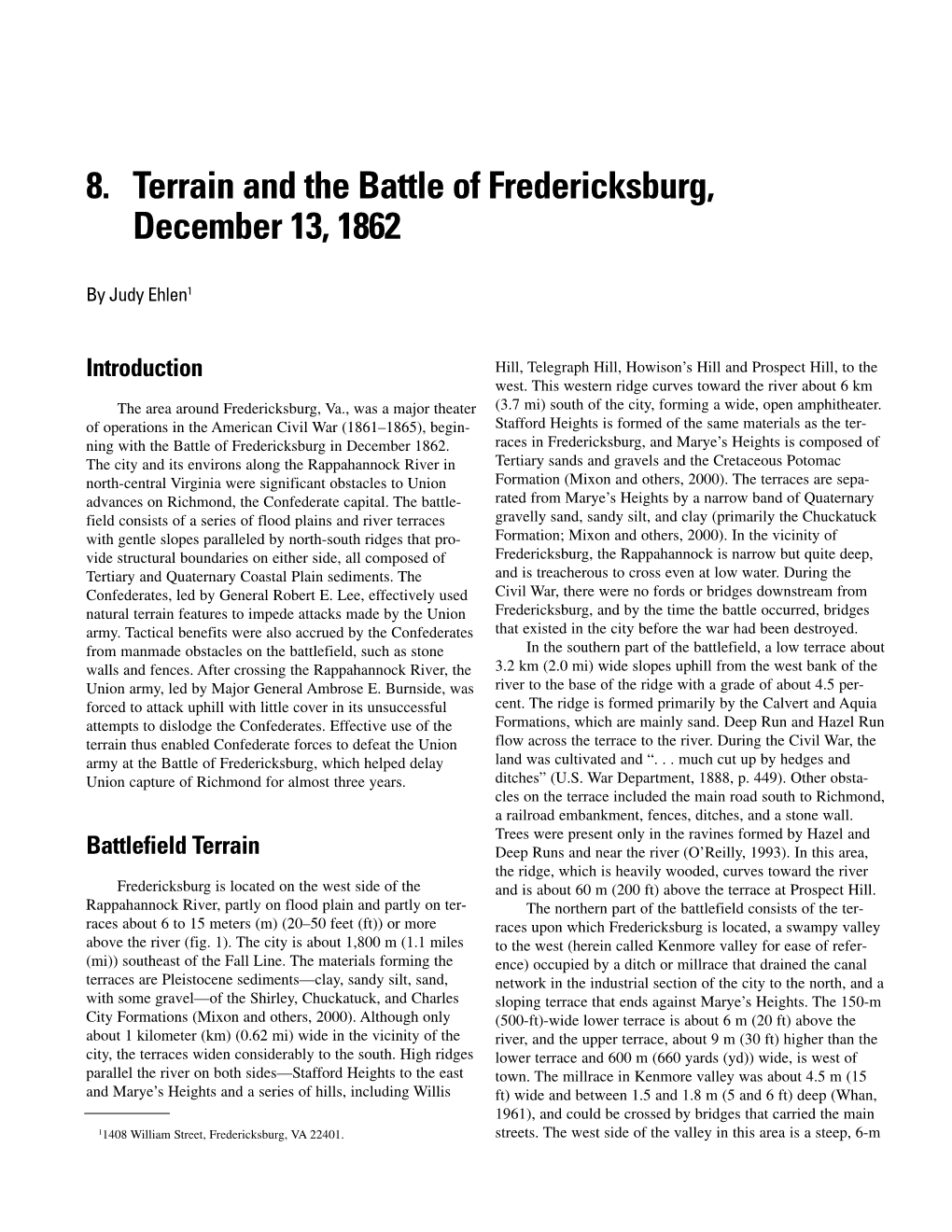 8. Terrain and the Battle of Fredericksburg, December 13, 1862