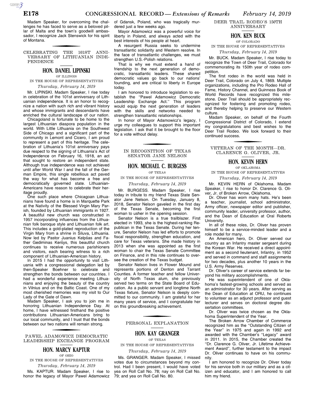 CONGRESSIONAL RECORD— Extensions of Remarks E178 HON