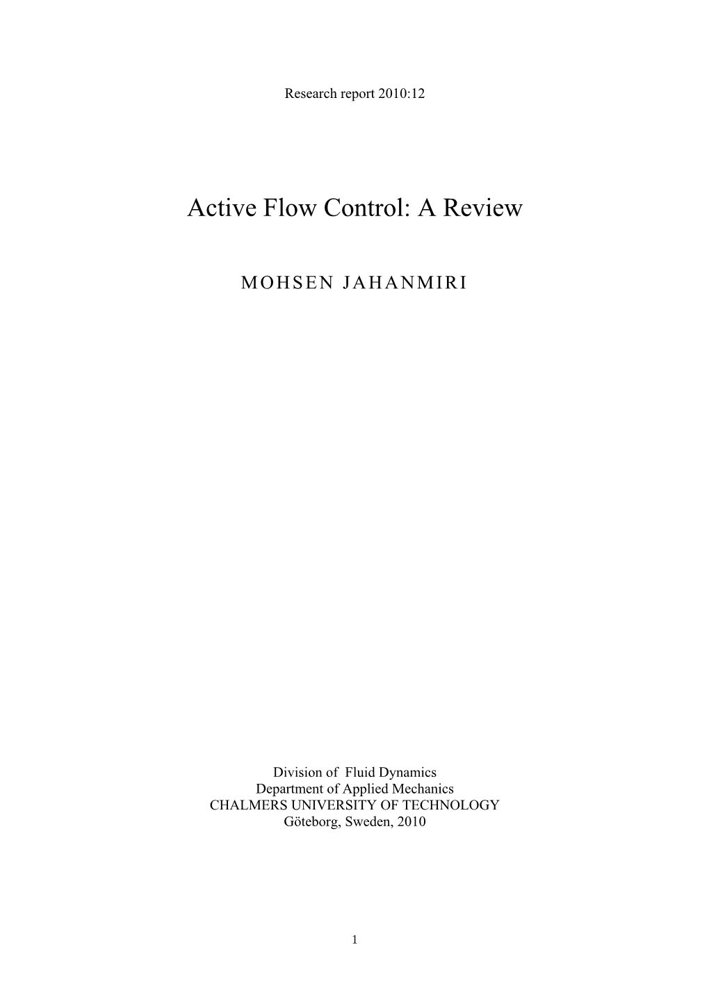 Active Flow Control: a Review