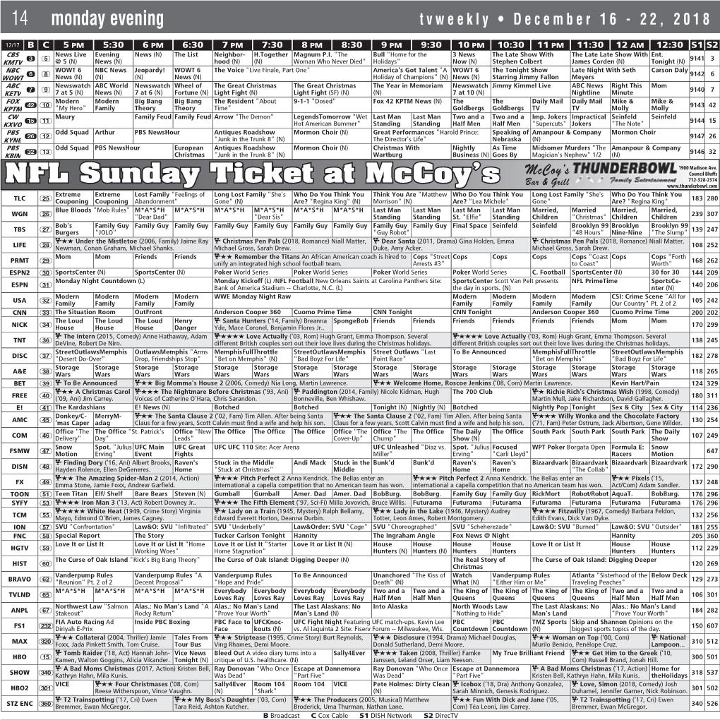 NFL Sunday Ticket at Mccoy's