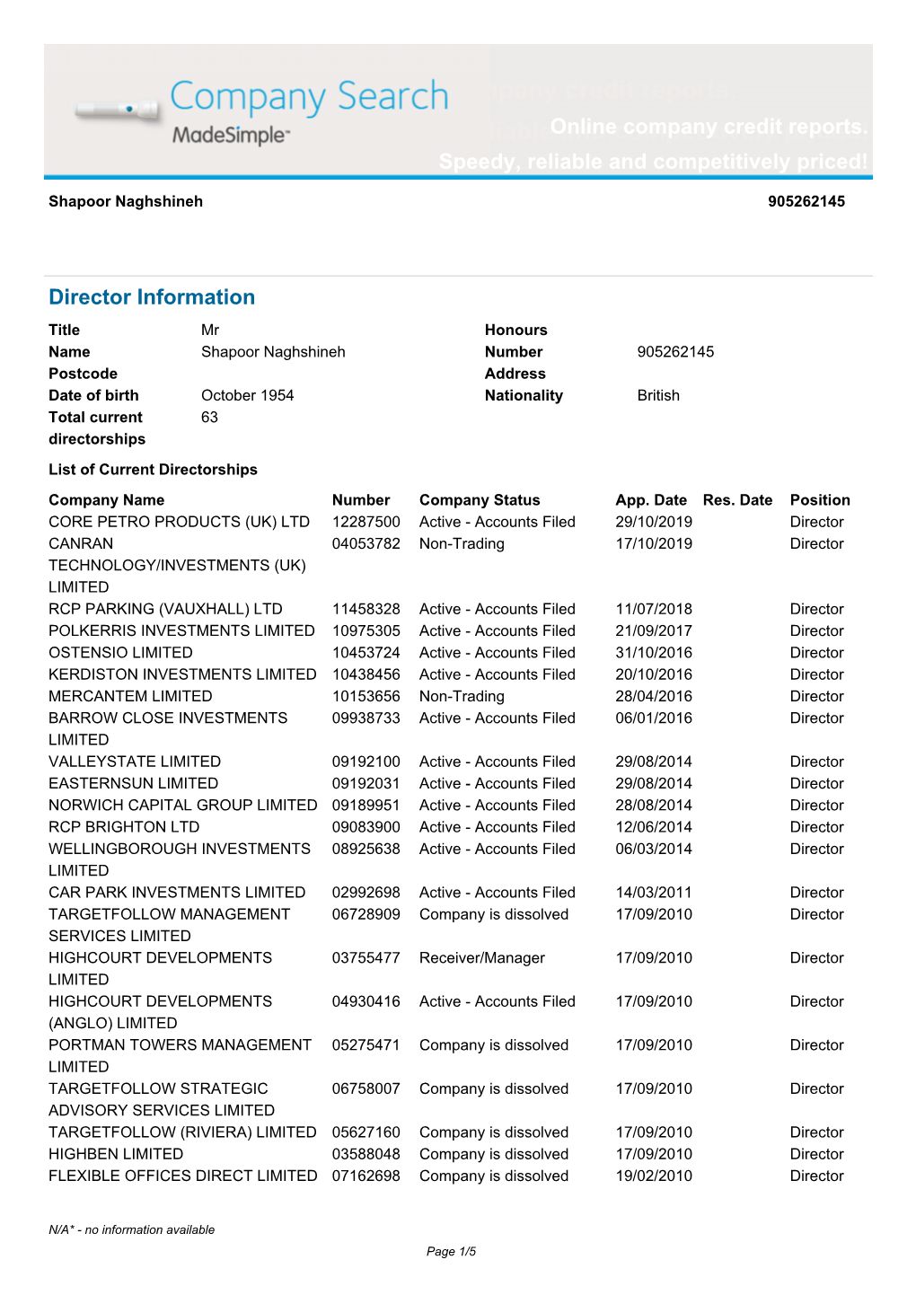 Online Company Credit Reports. Speedy, Reliable and Competitively Priced!