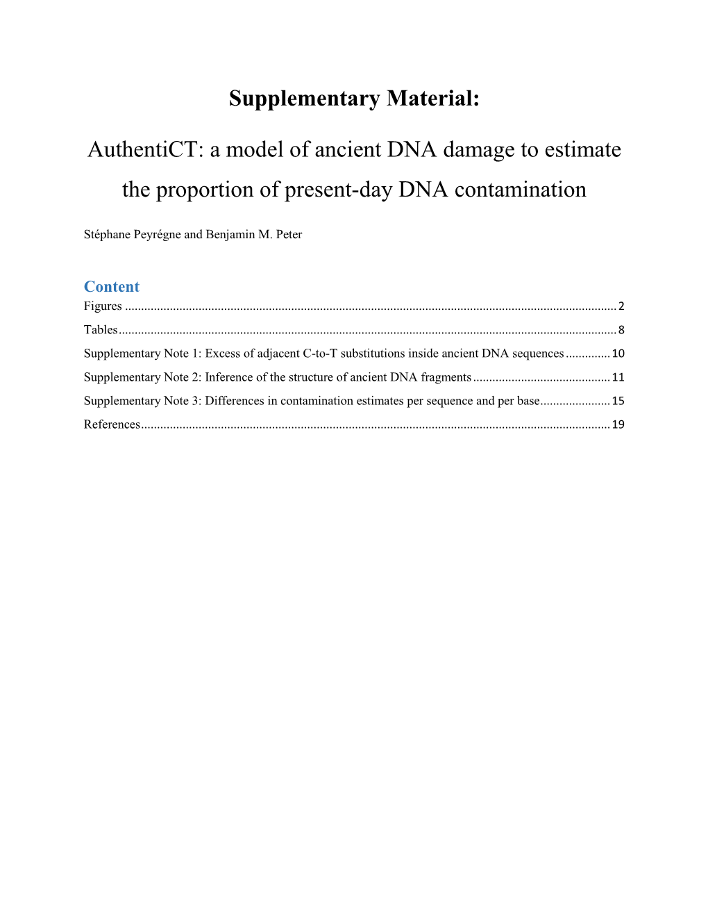 Supplementary Material: Authentict: a Model of Ancient DNA Damage to Estimate the Proportion of Present-Day DNA Contamination