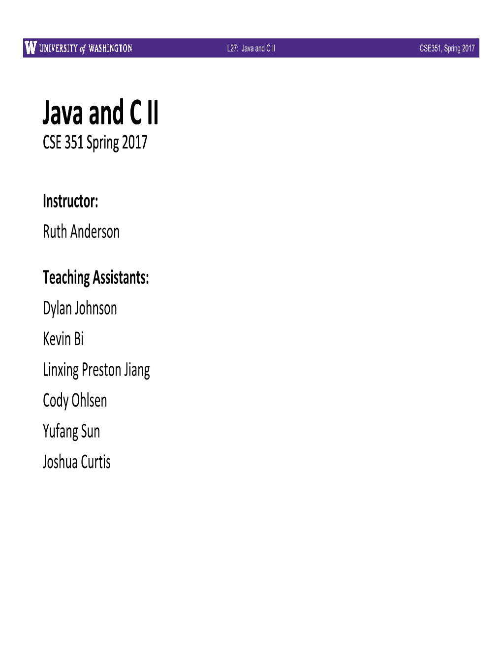 Java and C II Java and C II