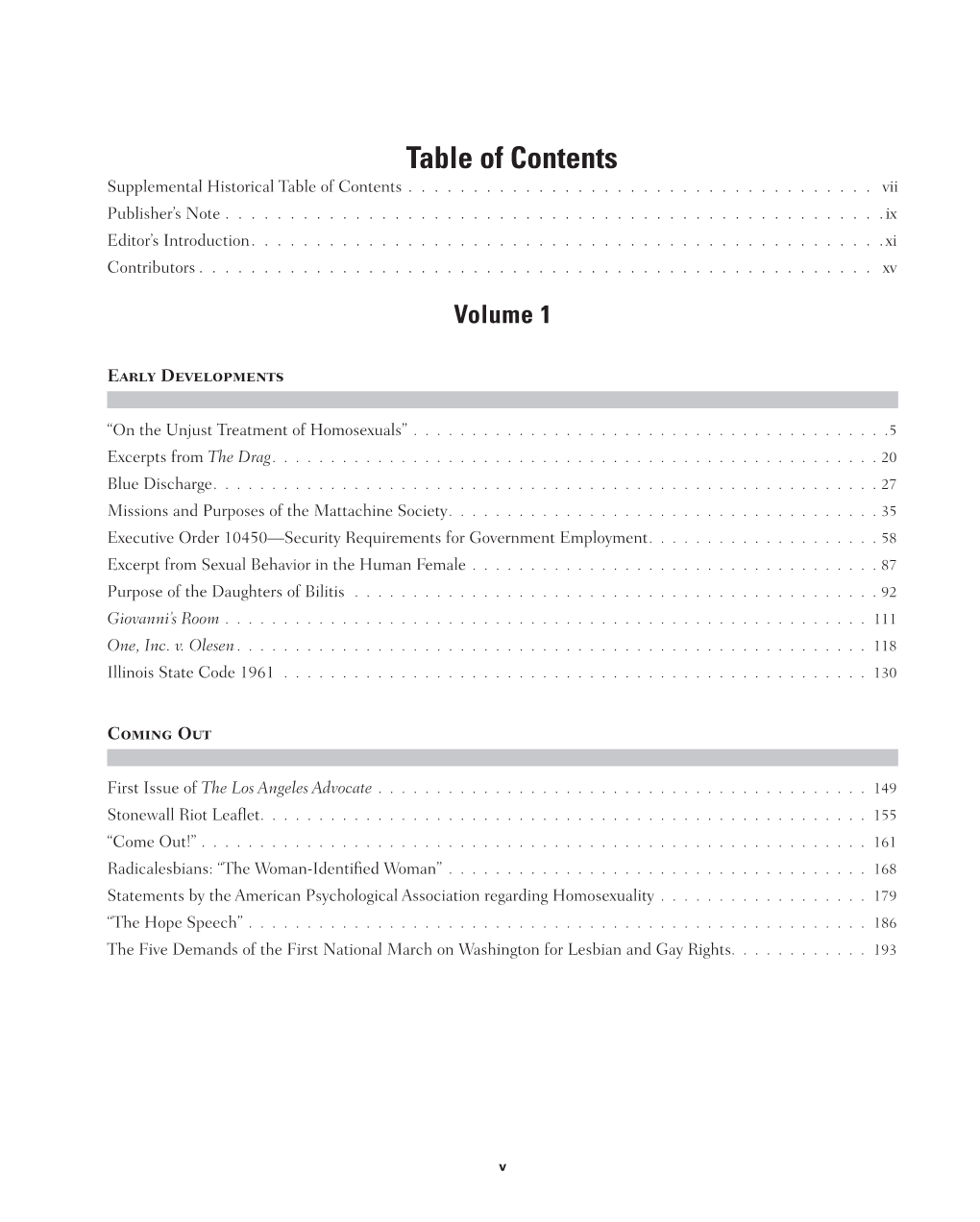 Table of Contents