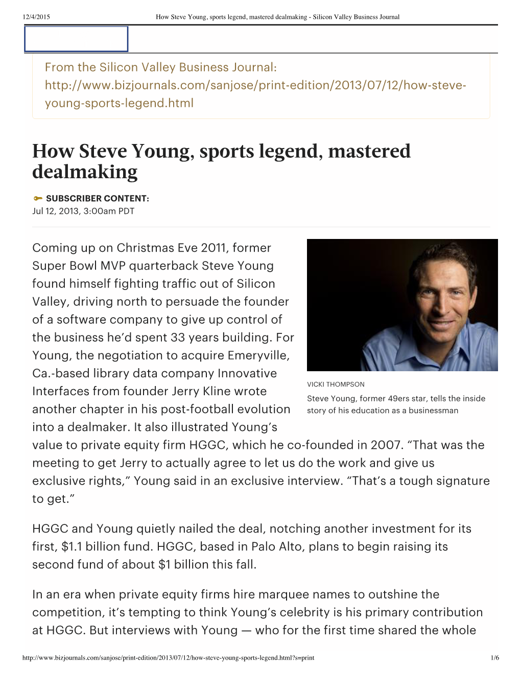 How Steve Young, Sports Legend, Mastere...King