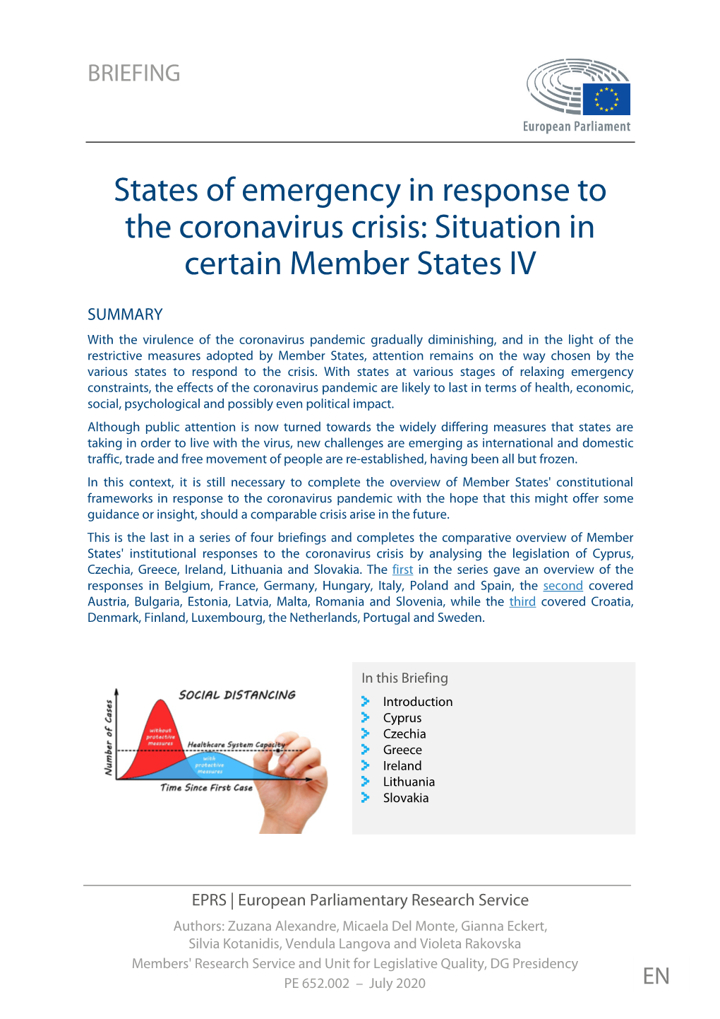 States of Emergency in Response to the Coronavirus Crisis: Situation in Certain Member States IV