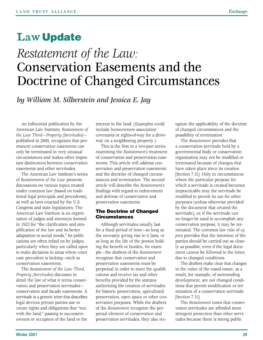 Conservation Easements and the Doctrine of Changed Circumstances