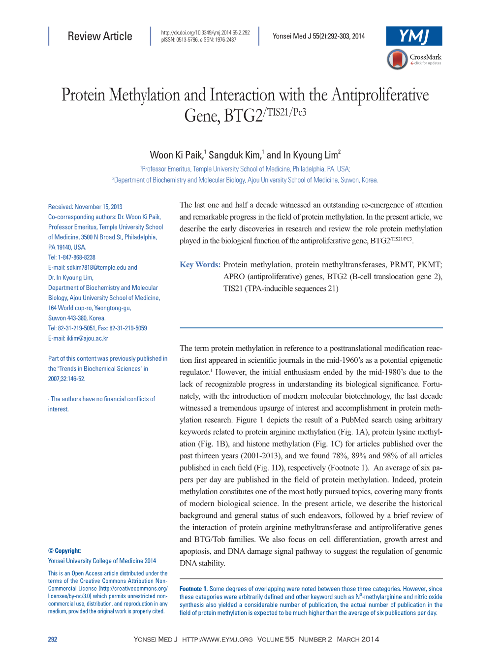 Protein Methylation and Interaction with the Antiproliferative Gene, BTG2/TIS21/Pc3