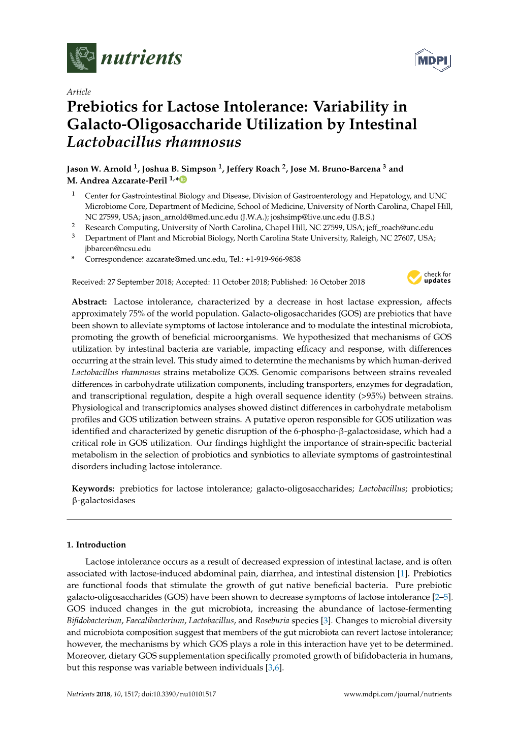 Prebiotics for Lactose Intolerance: Variability in Galacto-Oligosaccharide Utilization by Intestinal Lactobacillus Rhamnosus
