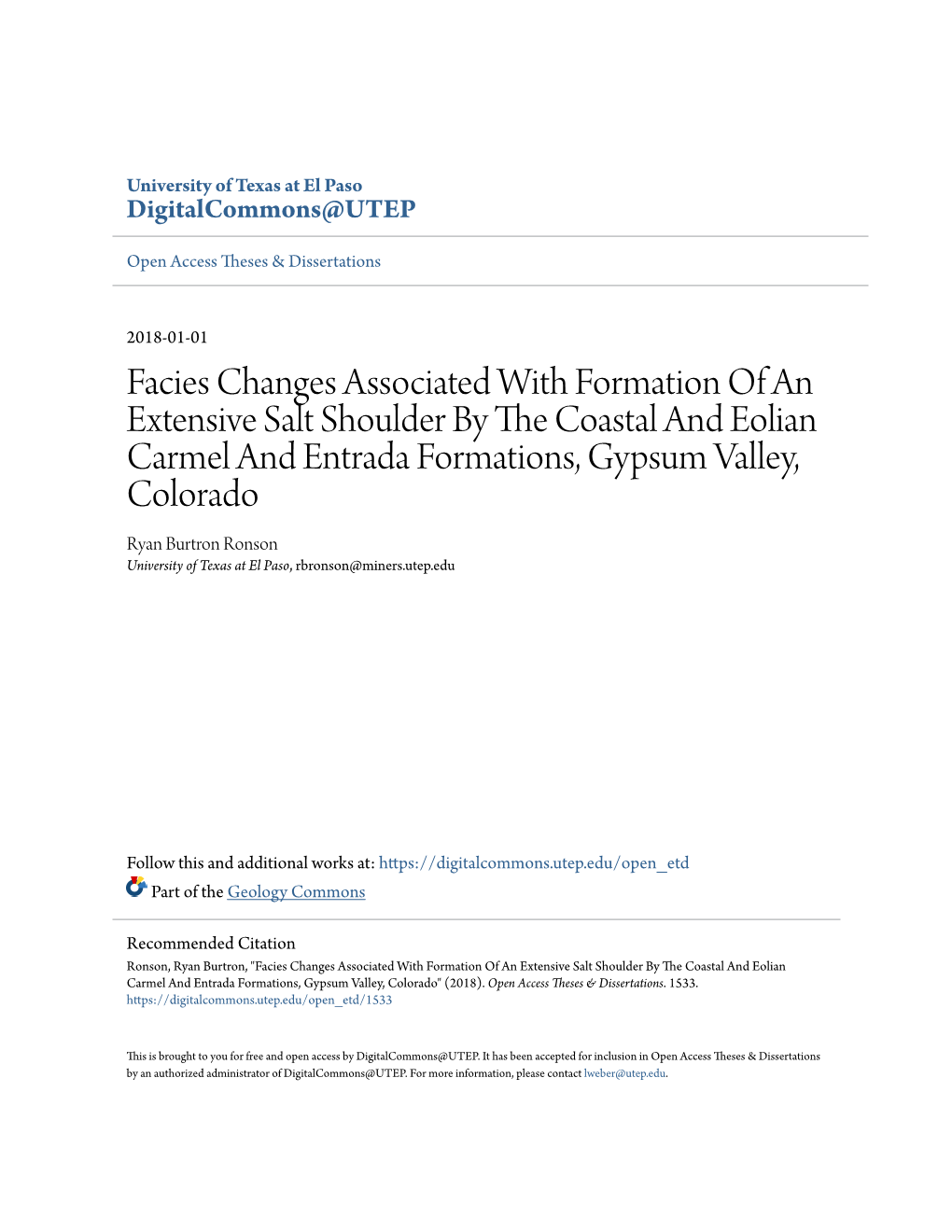 Facies Changes Associated with Formation of an Extensive Salt