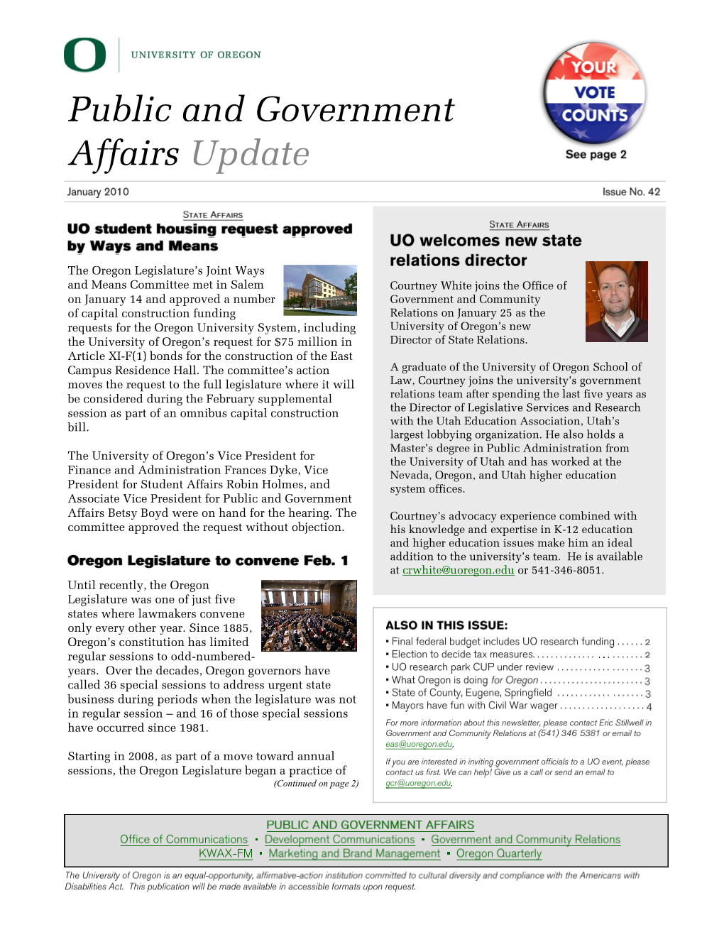 Public and Government Affairs Update