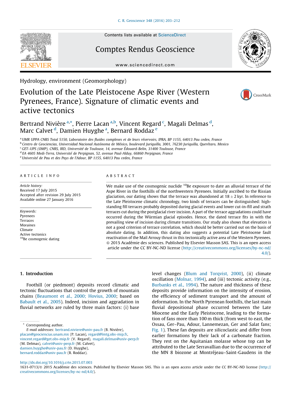 Evolution of the Late Pleistocene Aspe River (Western